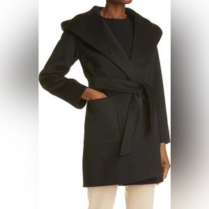 AUTH Max Mara Iconic Rialto Camel Hair Coat in Black US 4 S OP 3590